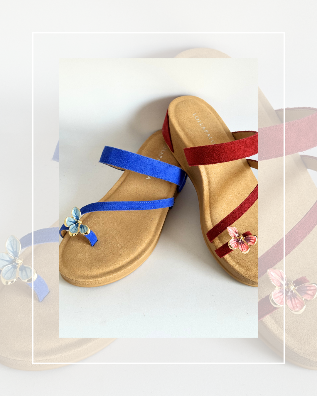 Clip On Small Half Metal Flowers Pink and Blue