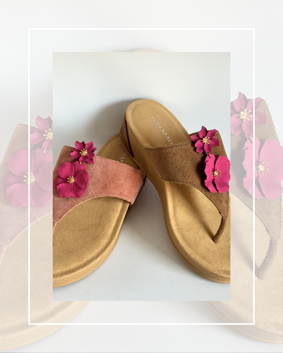 Clip on Metal with Gold Duo Cascade Flower Pink