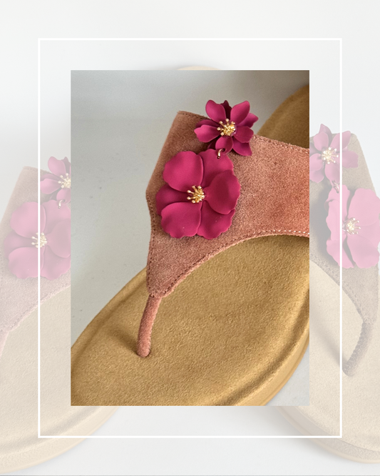 Clip on Metal with Gold Duo Cascade Flower Pink