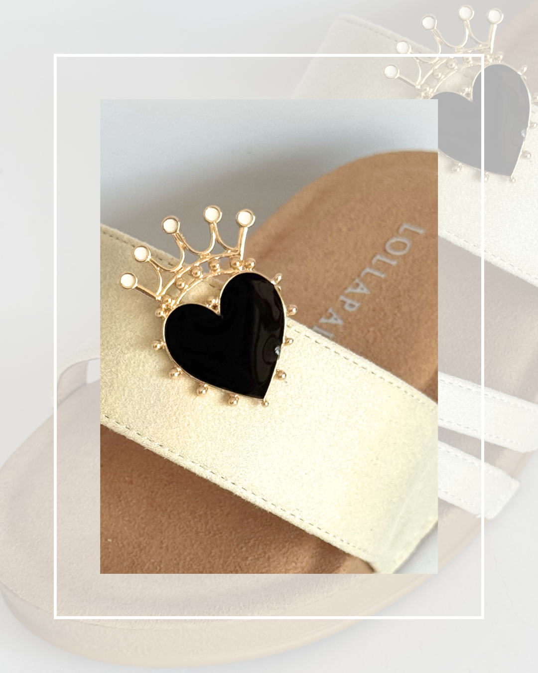 Clip On Gold Metal Crowned Hearts 2 Colours