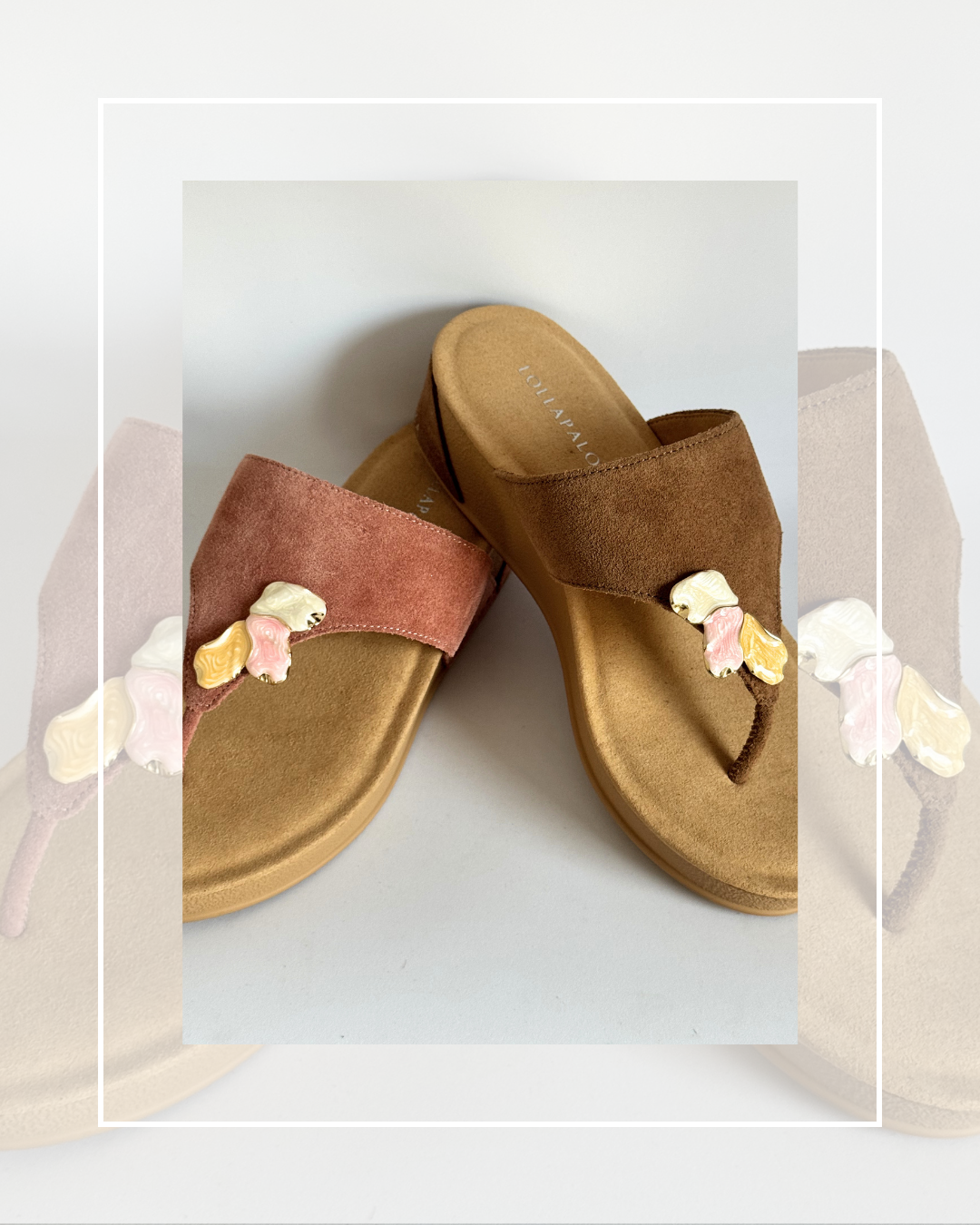 Clip on Metal Half Flower in Cream Pink and Yellow