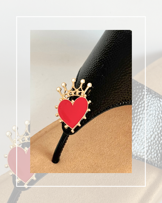 Clip On Gold Metal Crowned Hearts 2 Colours