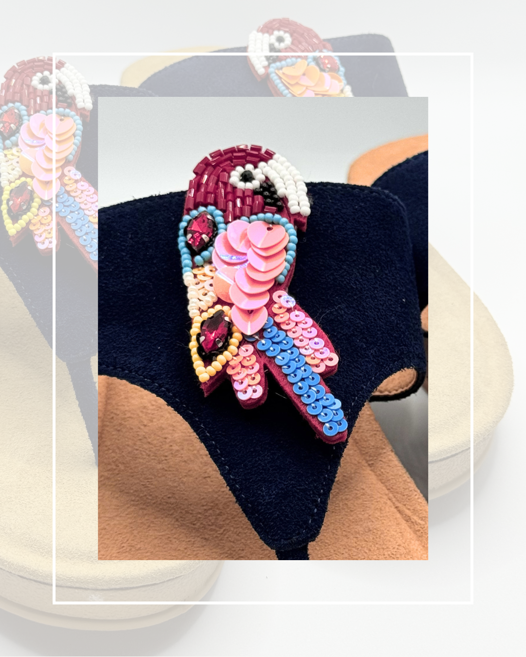 Clip On Beaded Sequinned Parrots Red/Blue and Light Pink/Light Blue