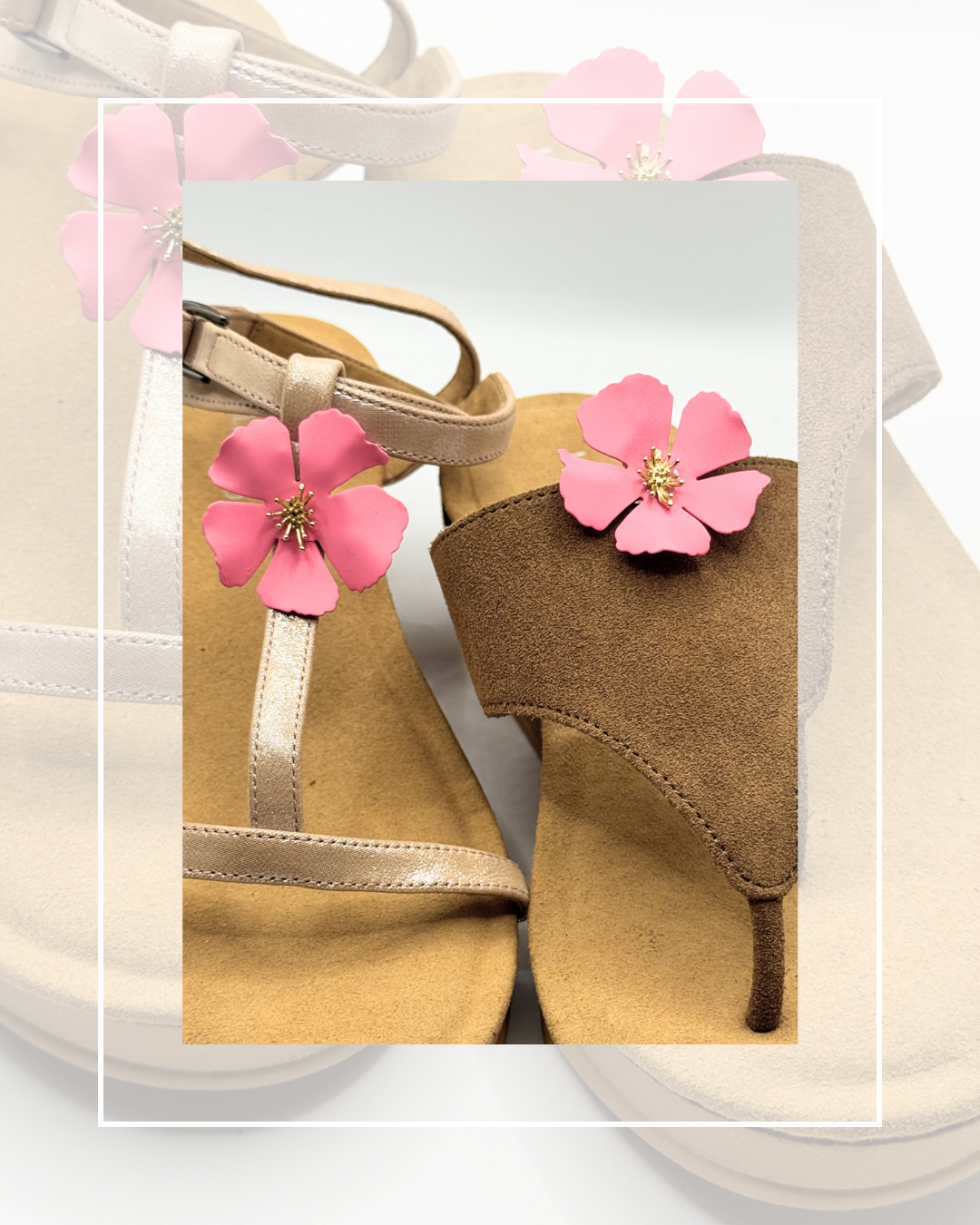 Clip On Metal Medium Flowers with Gold Centre 6 Colours