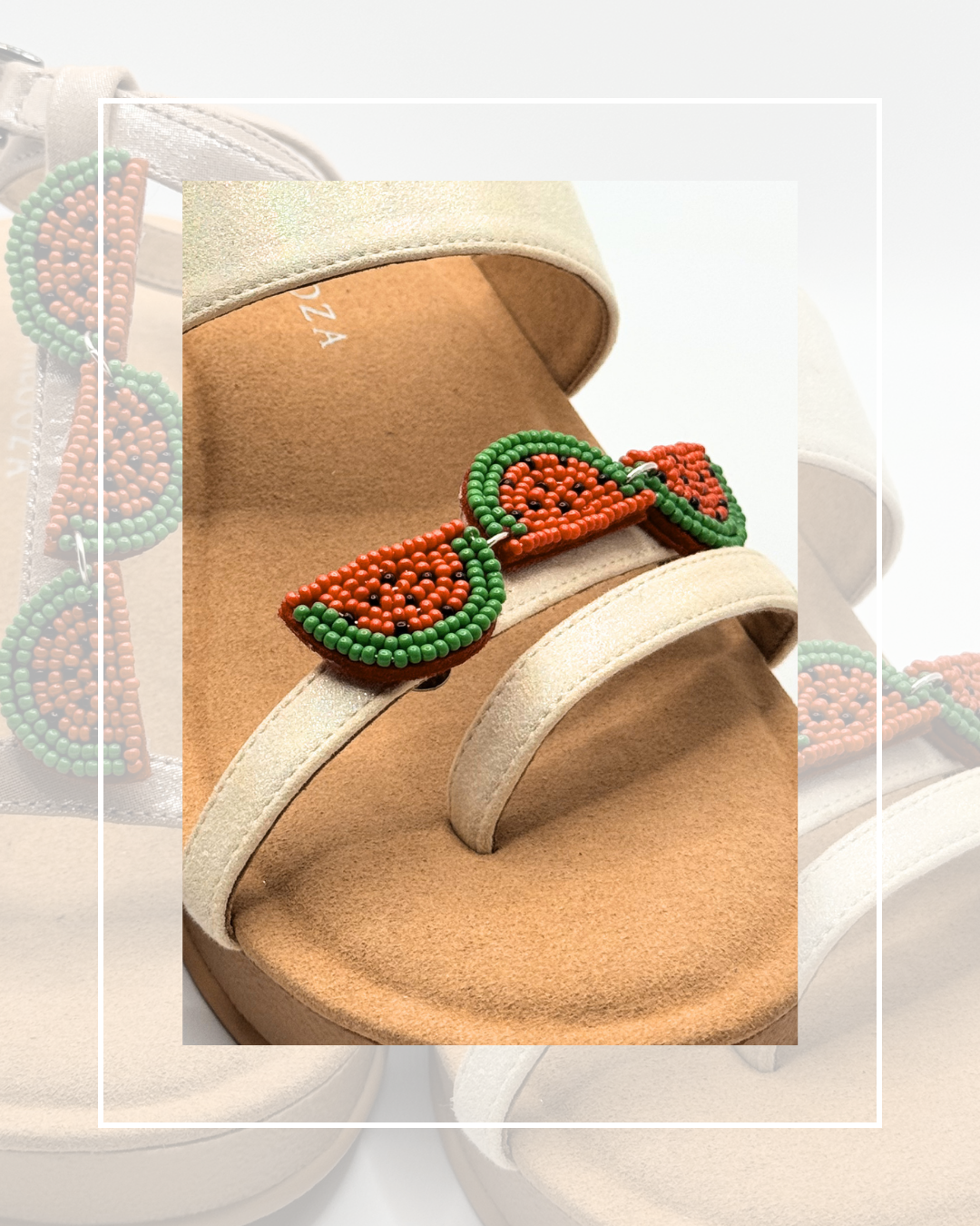 Clip On Beaded Trio of Watermelon Wedges