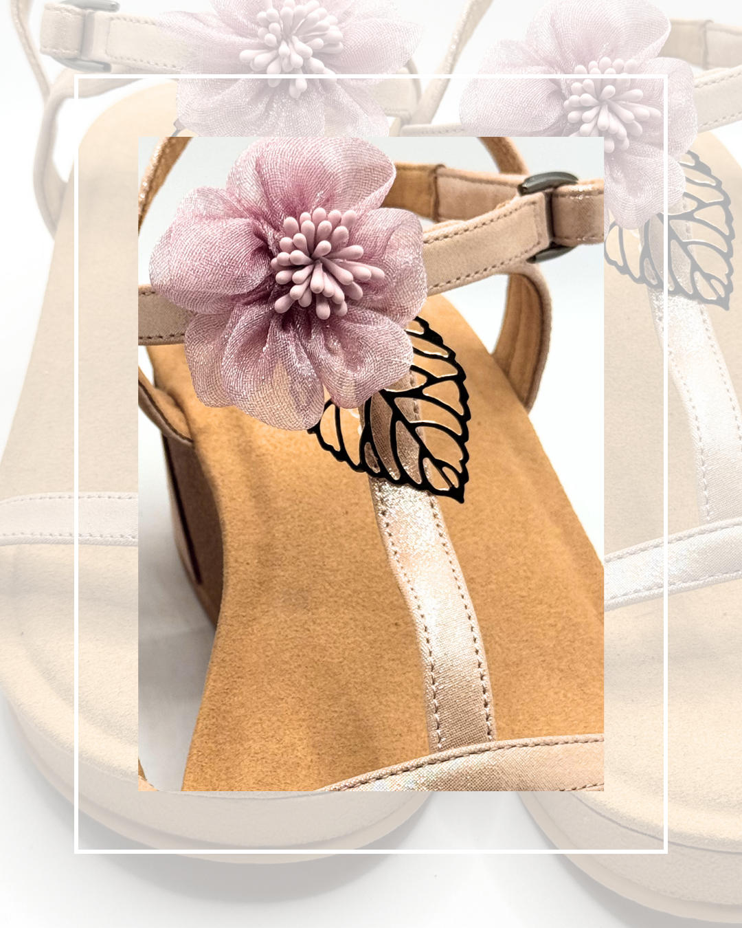 Clip On Material Dusky Pink Flower with Gold Leaf