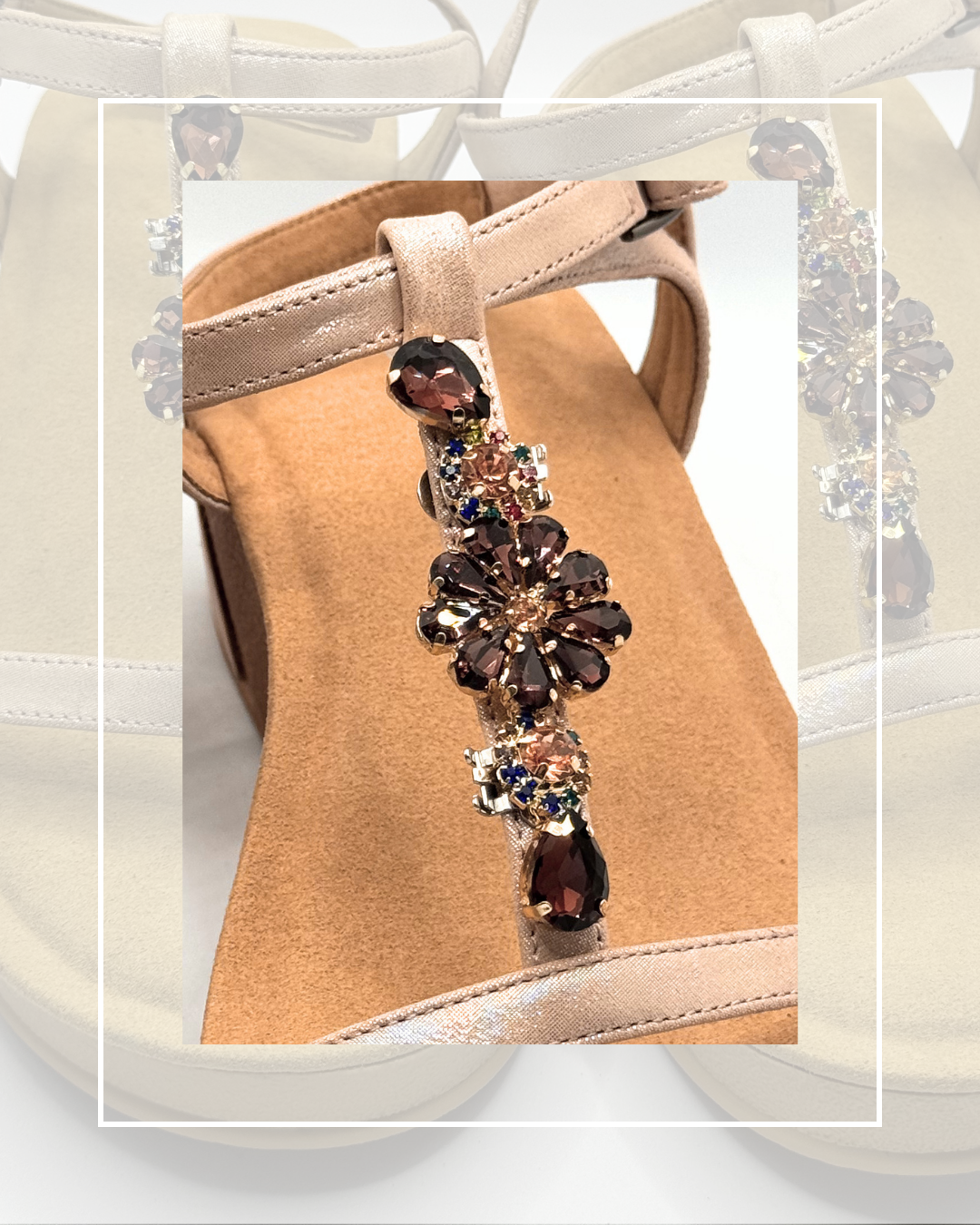 Clip On Long String Gems Brown Blue and Pink
