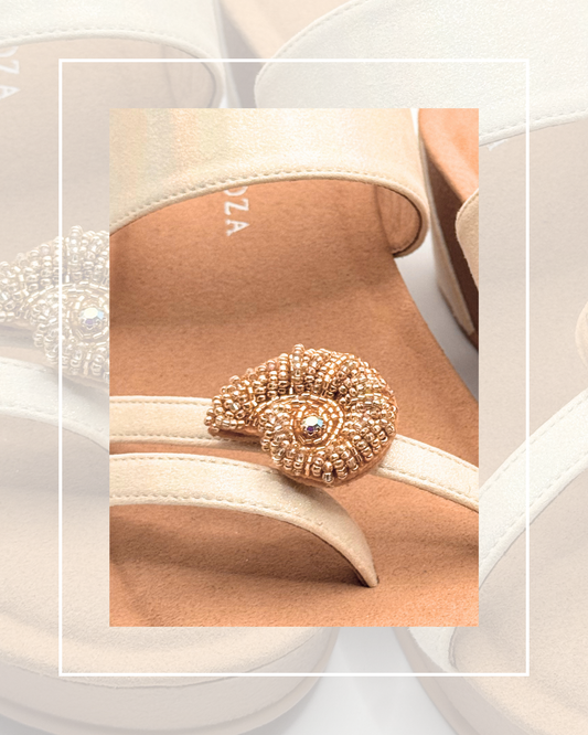 Clip On Beaded Shells Gold and Silver