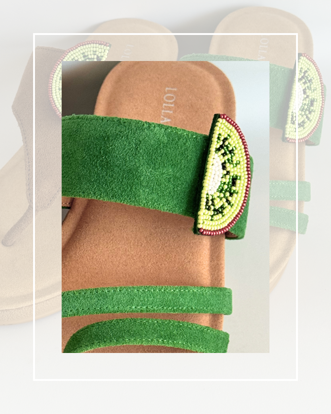 Clip on Beaded Kiwi Fruit Halves