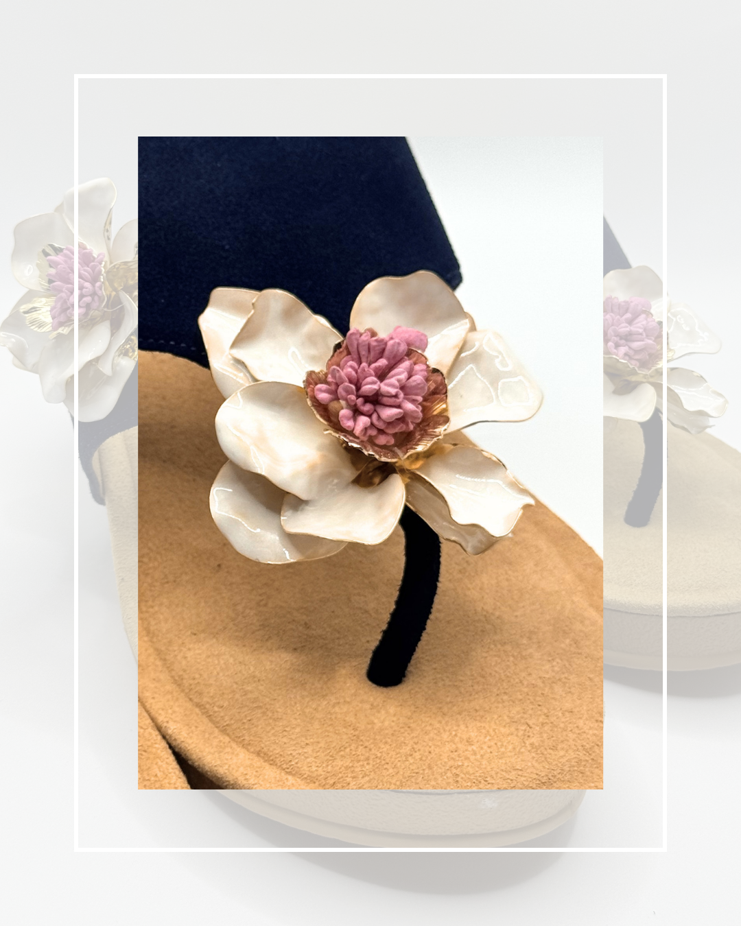 Clip On Cream Metal Large Flowers 4 Colours Medium 3 Colours