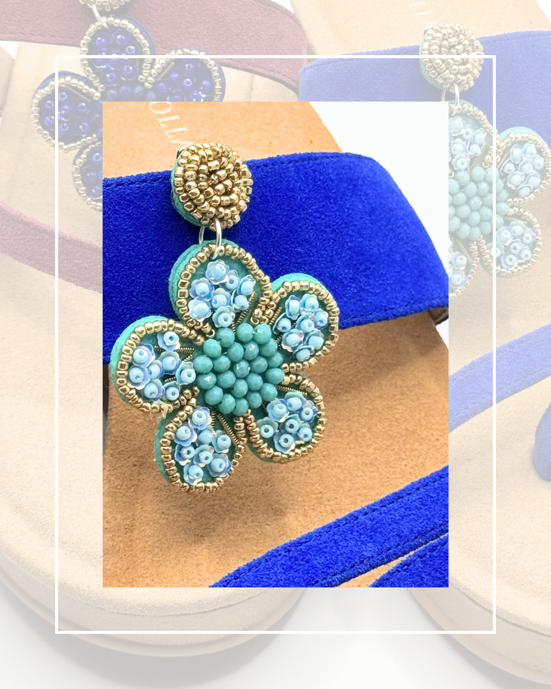 Clip On Beaded Flowers with 7 Colours