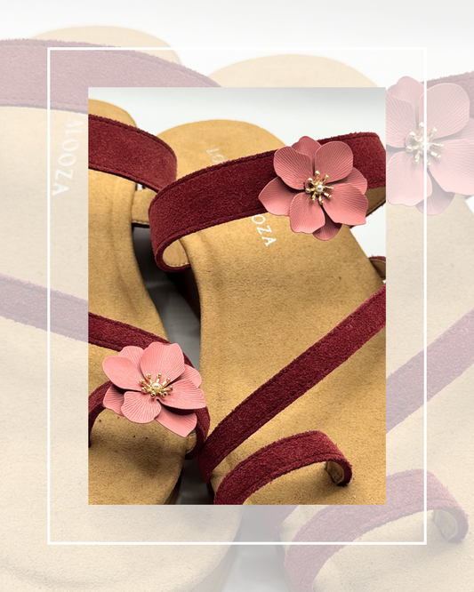 Clip On Peach Metal Flower Small