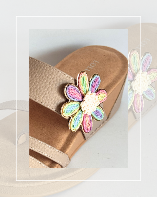 Clip on Multicoloured Paper and Gold Trim Daisy Flower