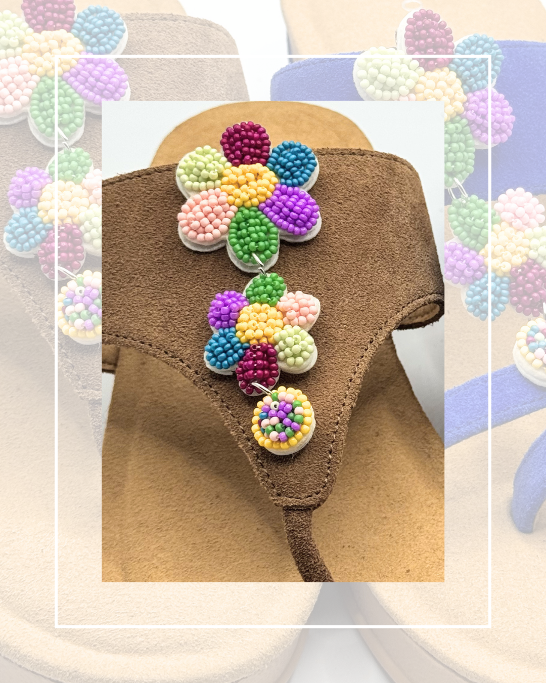 Clip On Multi Coloured Beaded Flowers