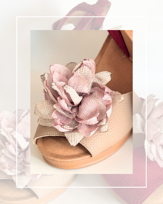 Clip On Patterned Fabric Dusky Pink Flower