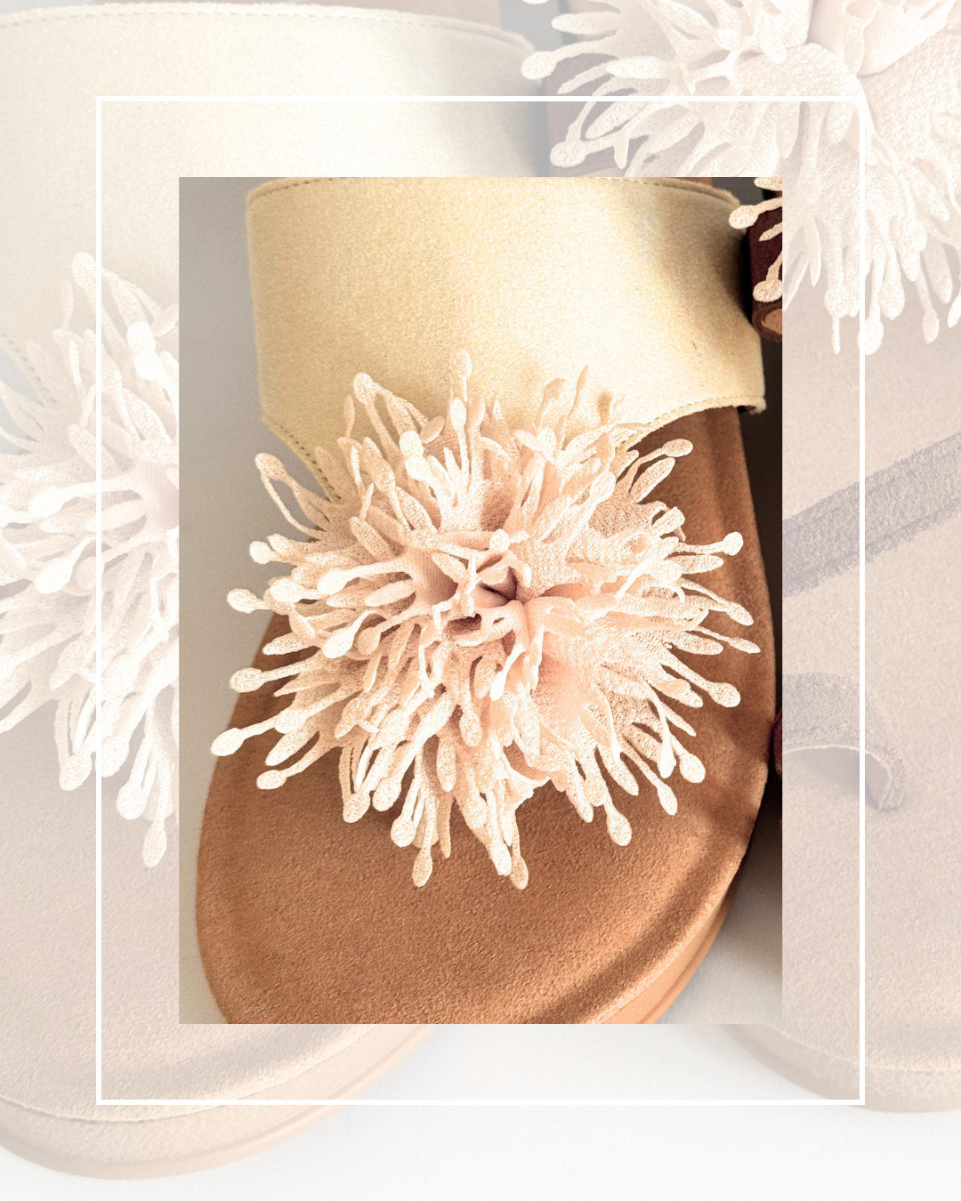 Clip On Material Textured Flower with Tint on Peach