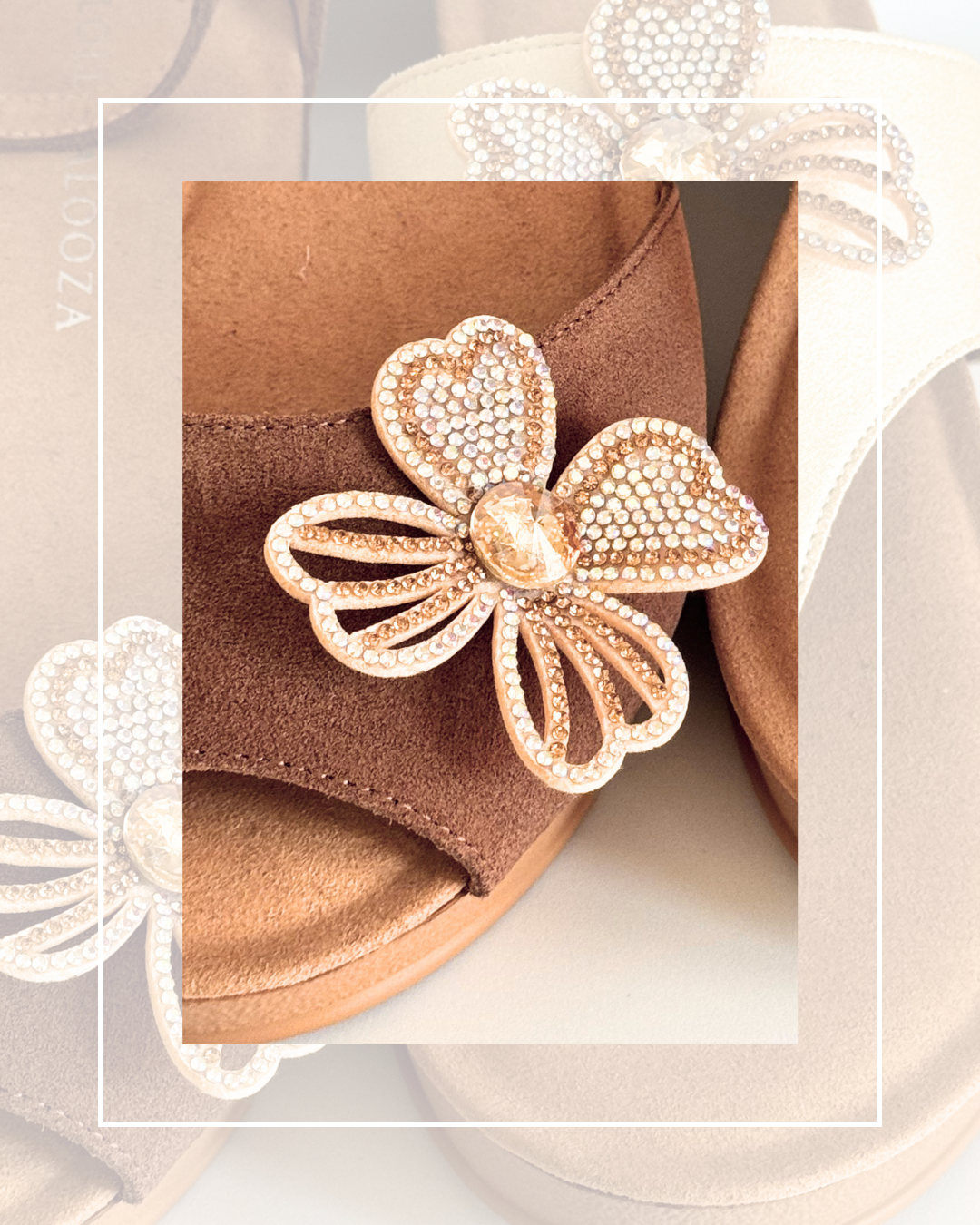 Clip On Bling Felt and Gem Gold Flower