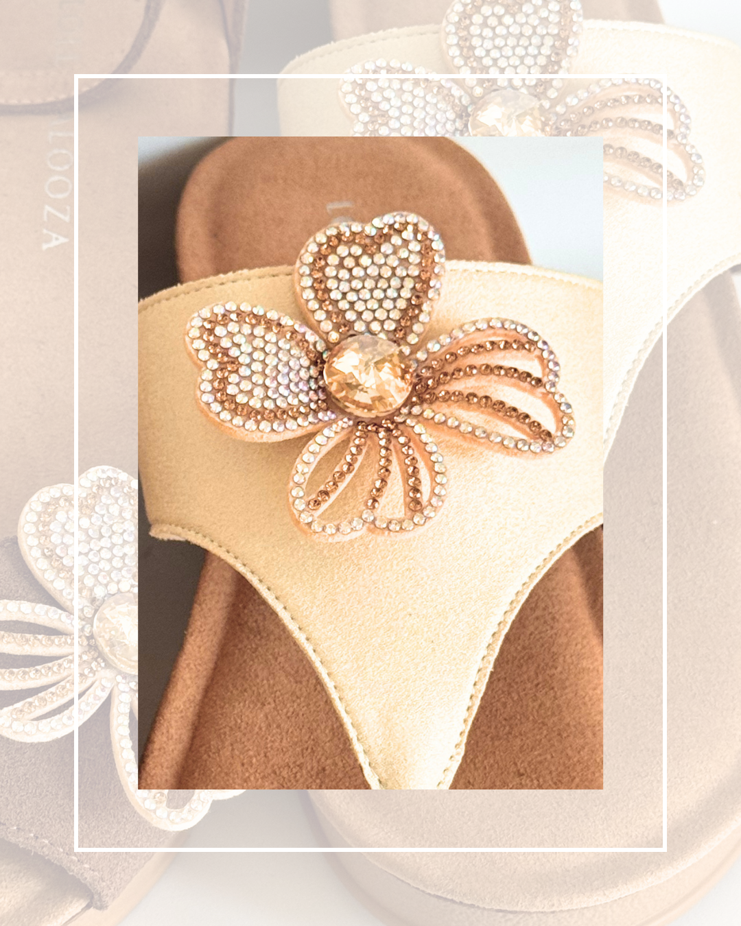 Clip On Bling Felt and Gem Gold Flower