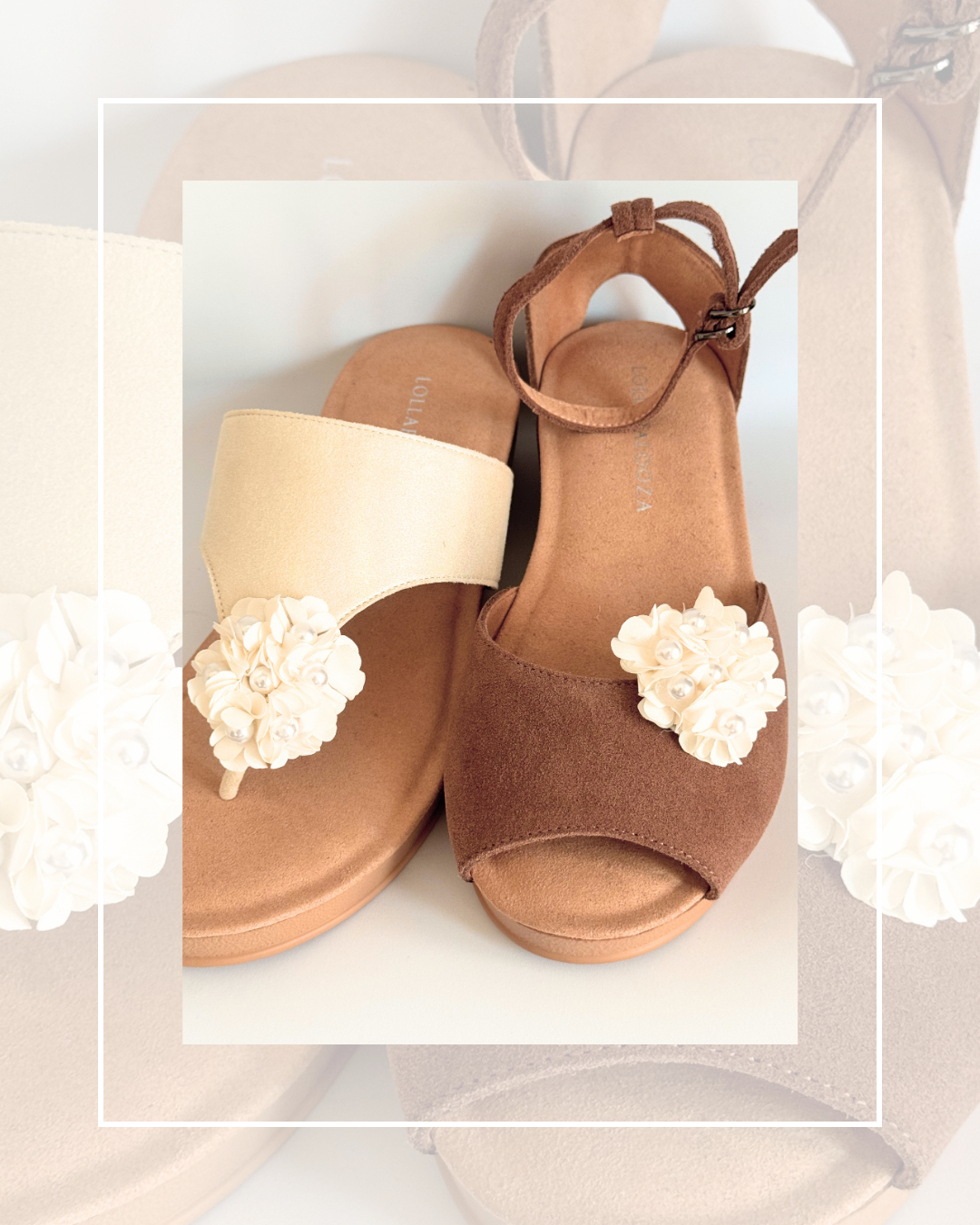Clip On Cream Material and Beaded Medium Flower
