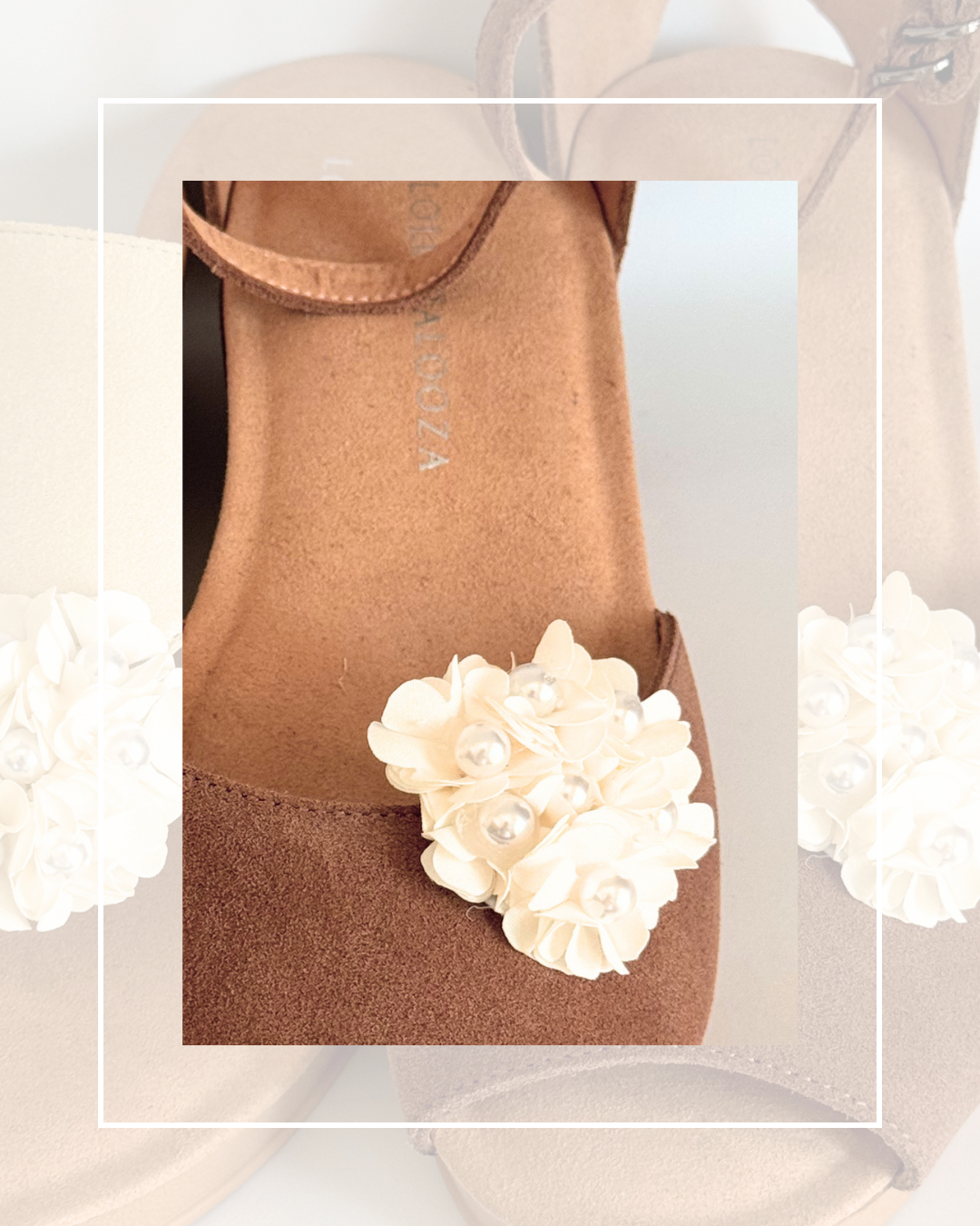 Clip On Cream Material and Beaded Medium Flower