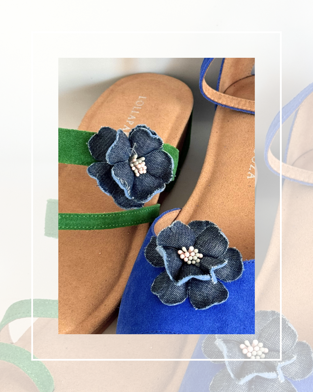 Clip On Small Denim Look Flowers