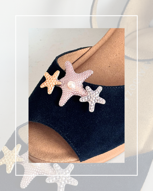 Clip on Trio of Silver Starfish