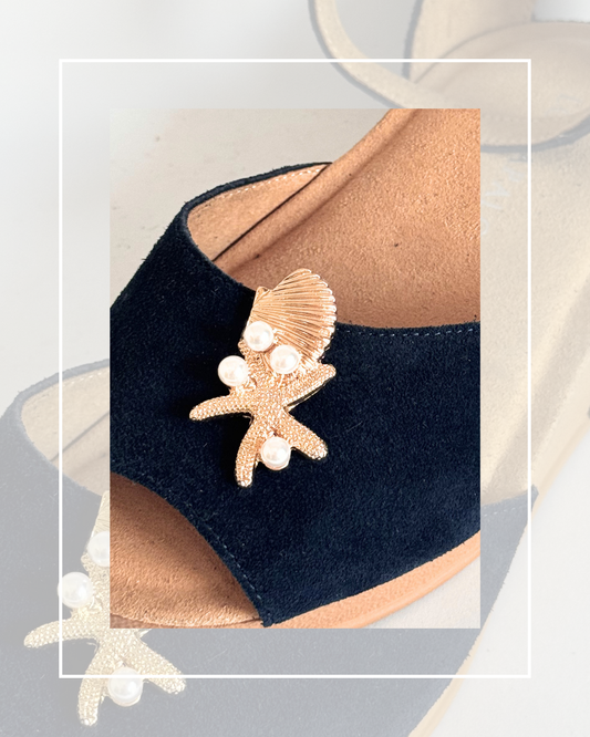 Clip on Gold Pearl Shell and Starfish Small