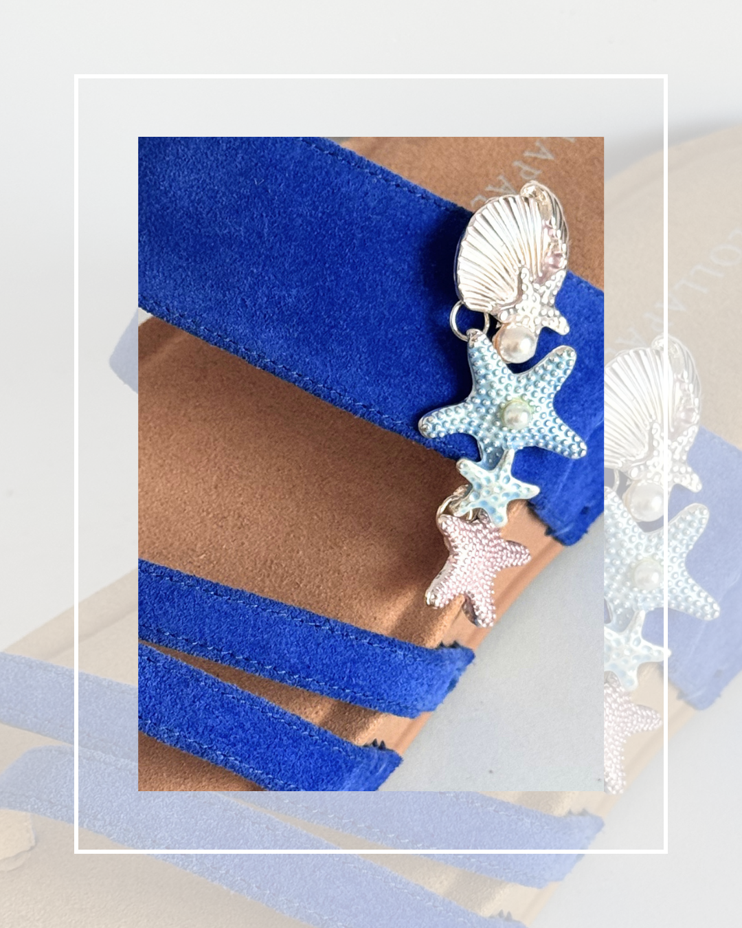 Clip on Silver Pink and Blue Starfish Shell Dangle