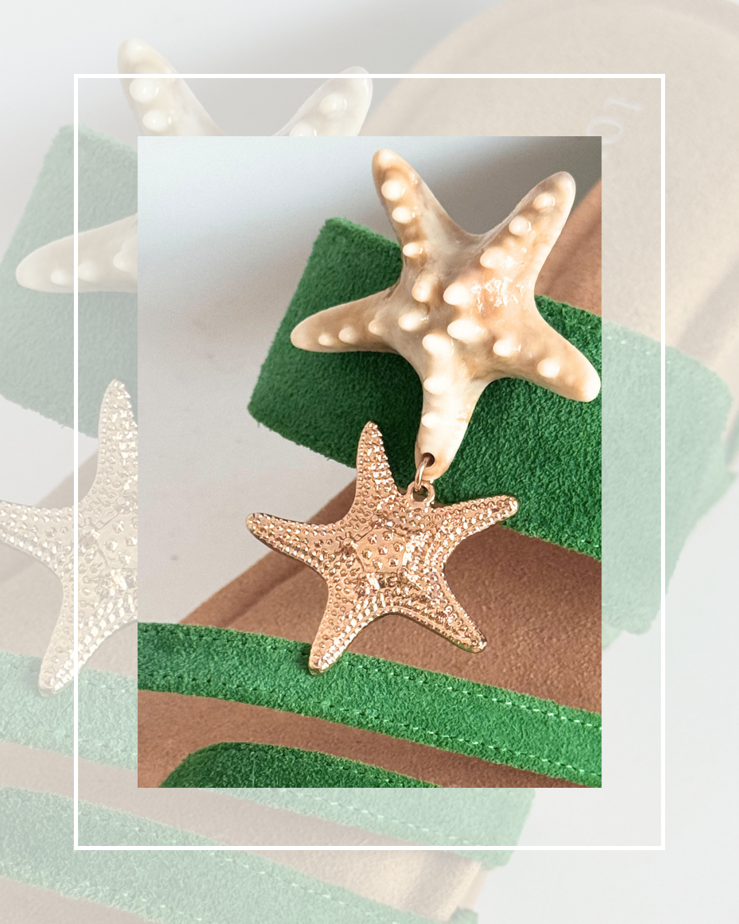 Clip On Resin and Gold Starfish Duo