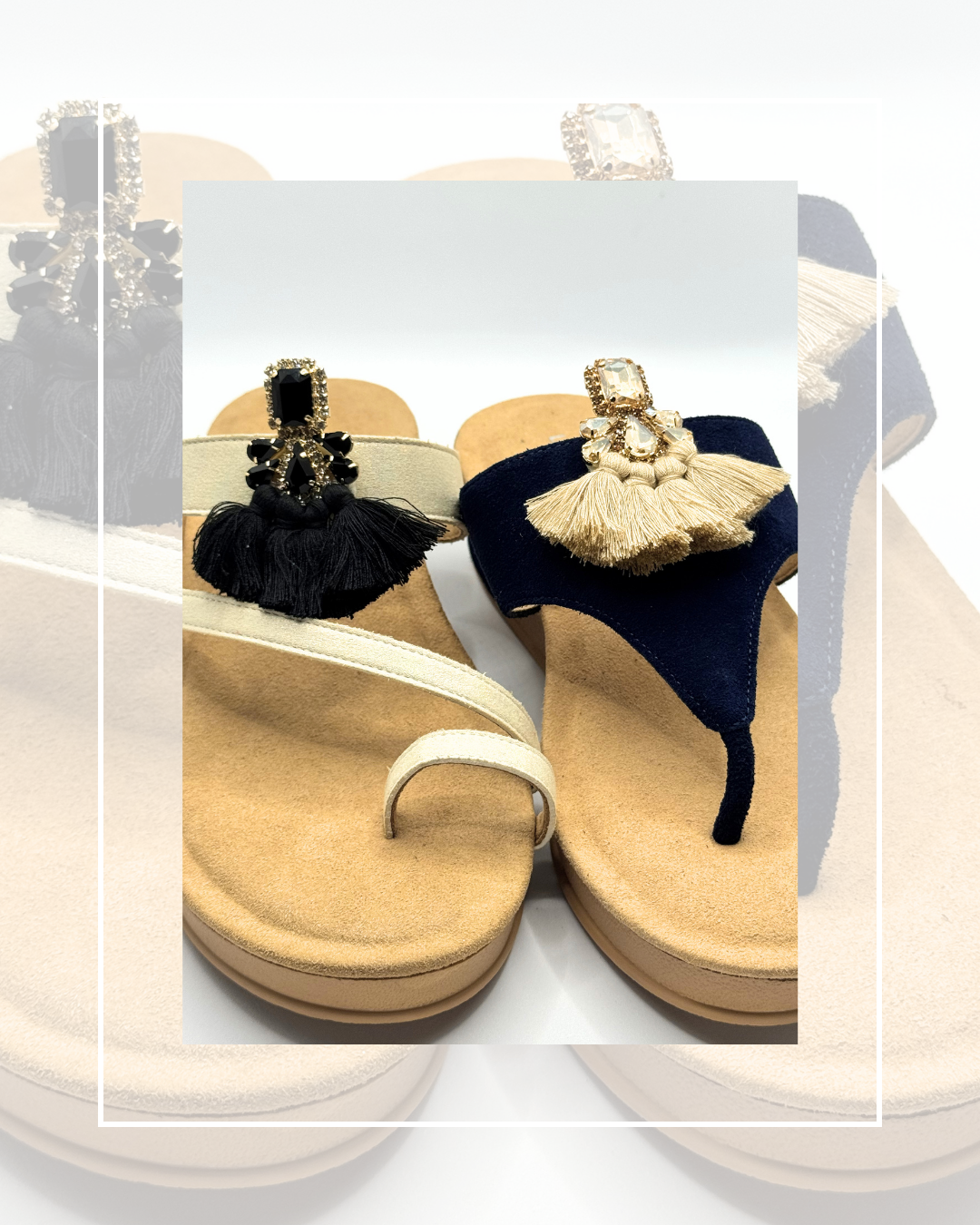 Clip On Gems with Cotton Fringe 3 Colours
