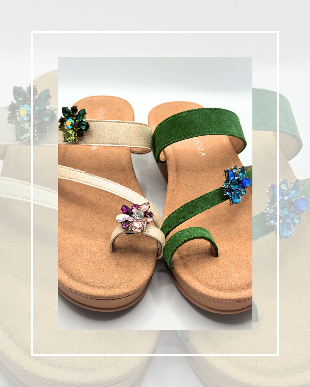 Clip On Gem Metal Toe Rings in 3 Mixed Colours
