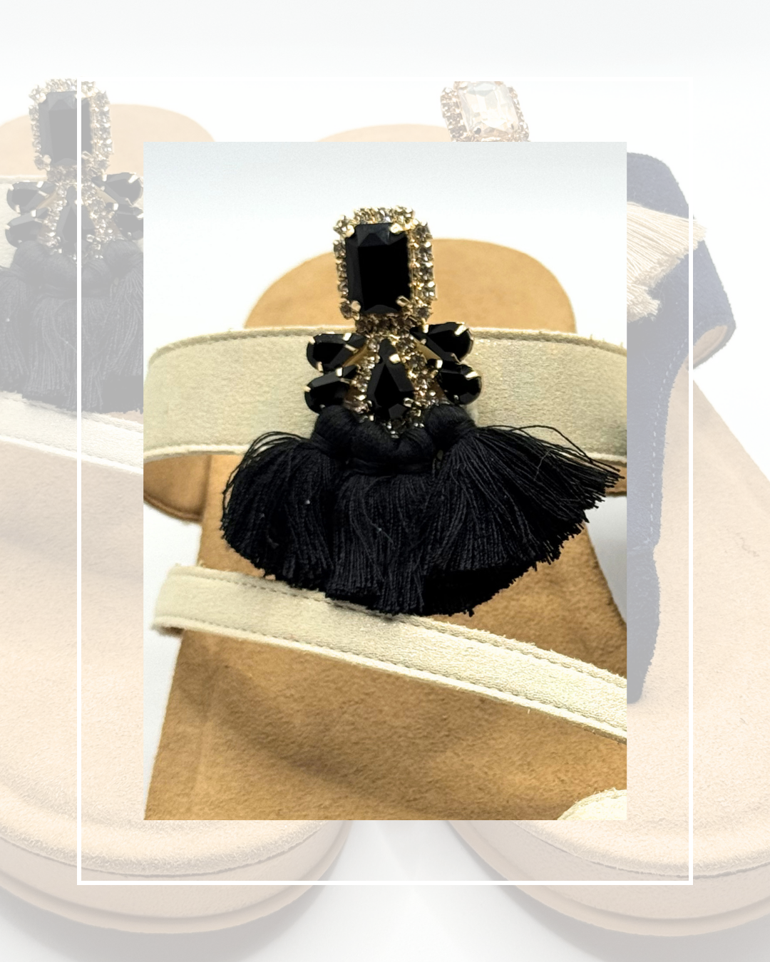 Clip On Gems with Cotton Fringe 3 Colours