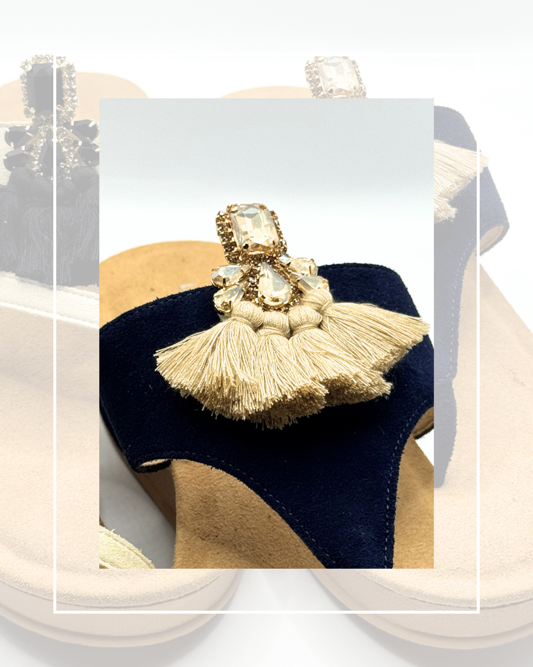 Clip On Gems with Cotton Fringe 3 Colours