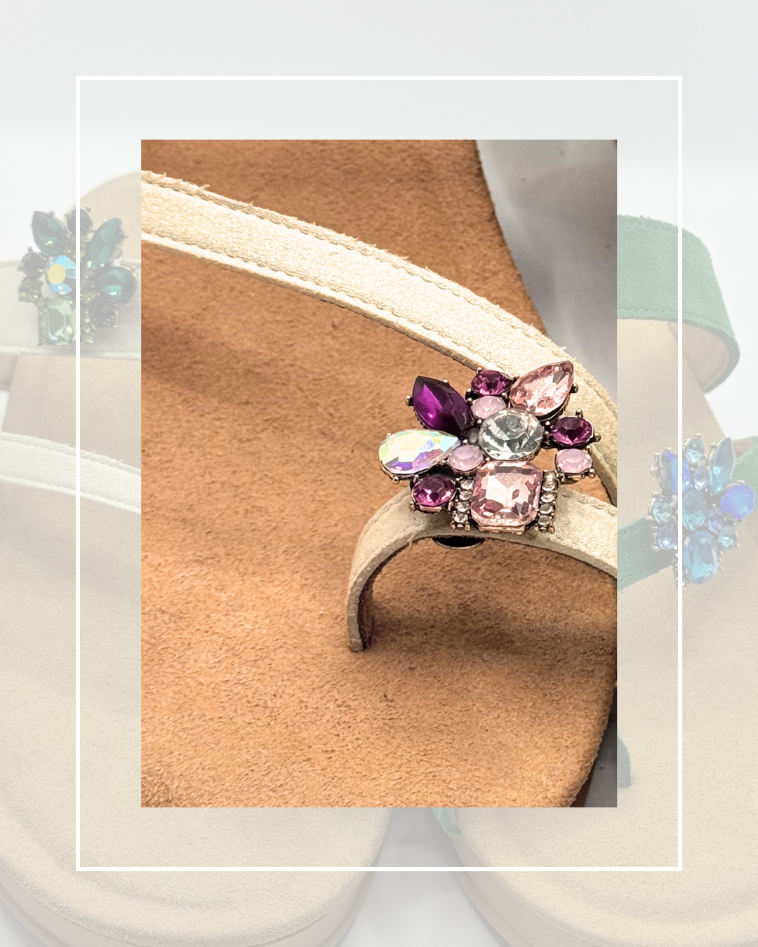 Clip On Gem Metal Toe Rings in 3 Mixed Colours