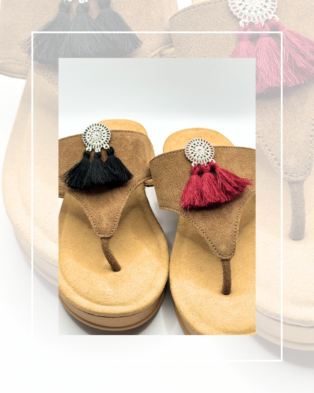 Clip On Boho Style Coins with 3 Fringe Tassels 6 Colours