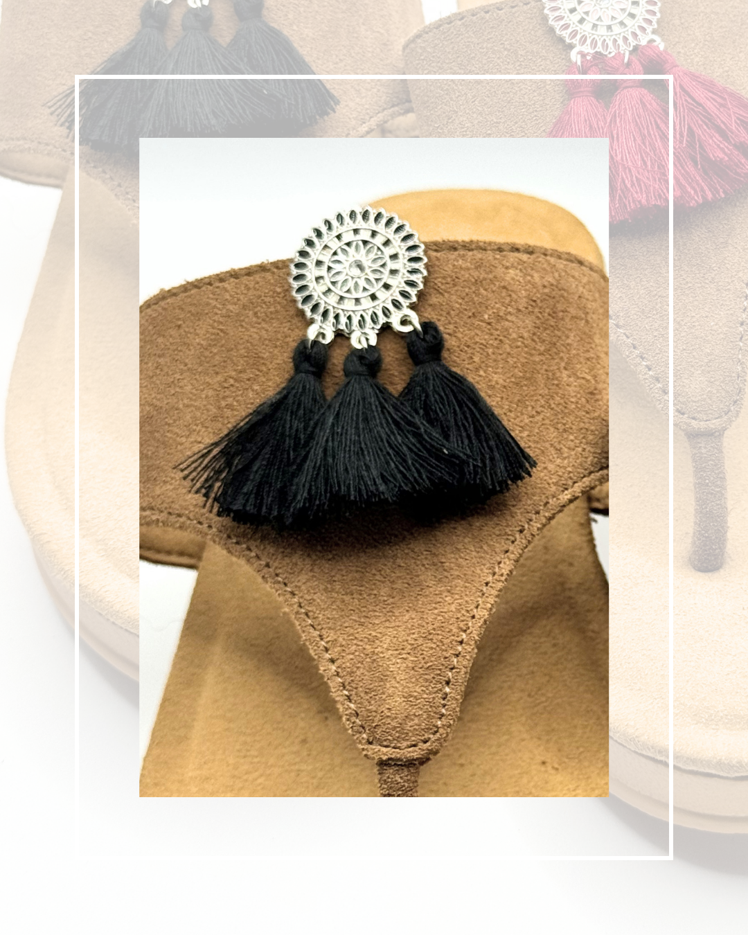 Clip On Boho Style Coins with 3 Fringe Tassels 6 Colours
