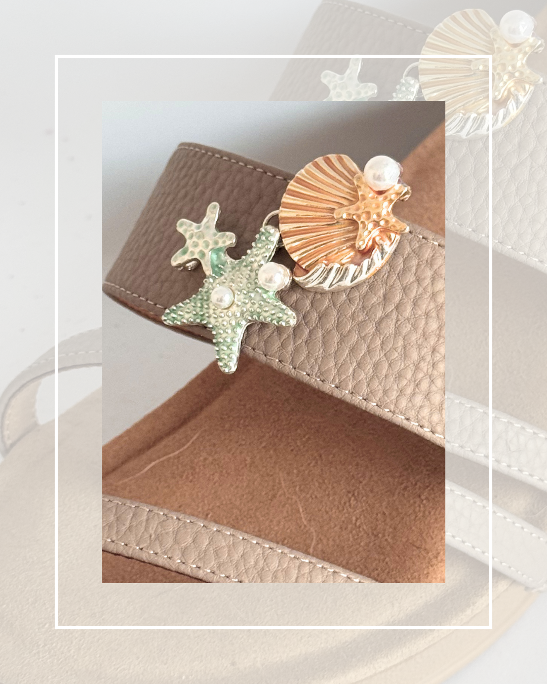 Clip on Silver and Gold Shell Starfish Dangle