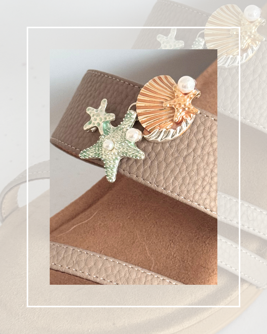 Clip on Silver and Gold Shell Starfish Dangle