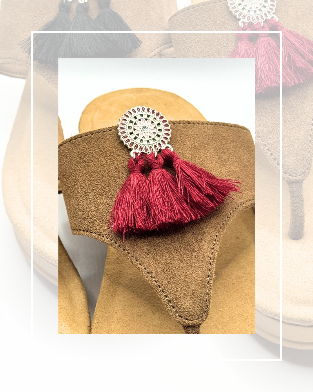 Clip On Boho Style Coins with 3 Fringe Tassels 6 Colours
