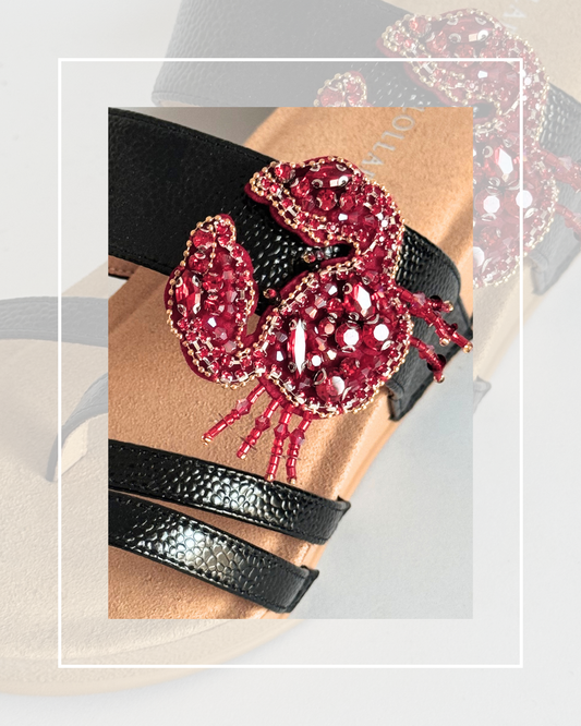 Clip on Beaded Felt Red Crab Side Claw Clip
