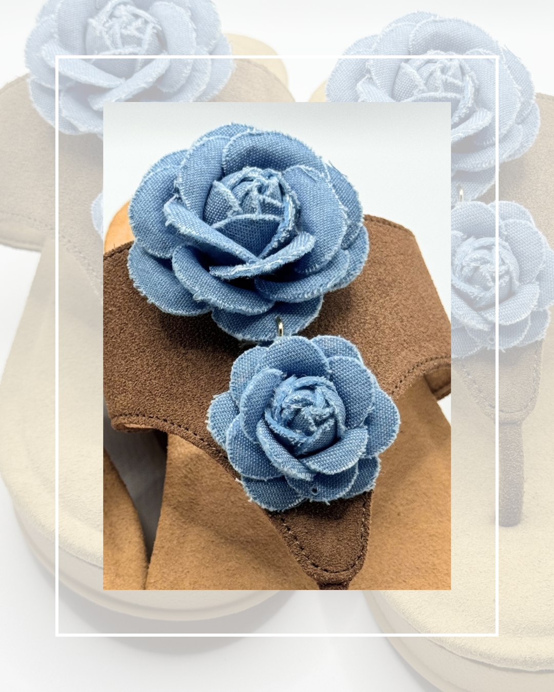 Clip On Denim Look Flowers 2 Shades