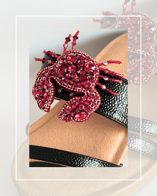 Clip on Red Crab Beaded Middle Clip