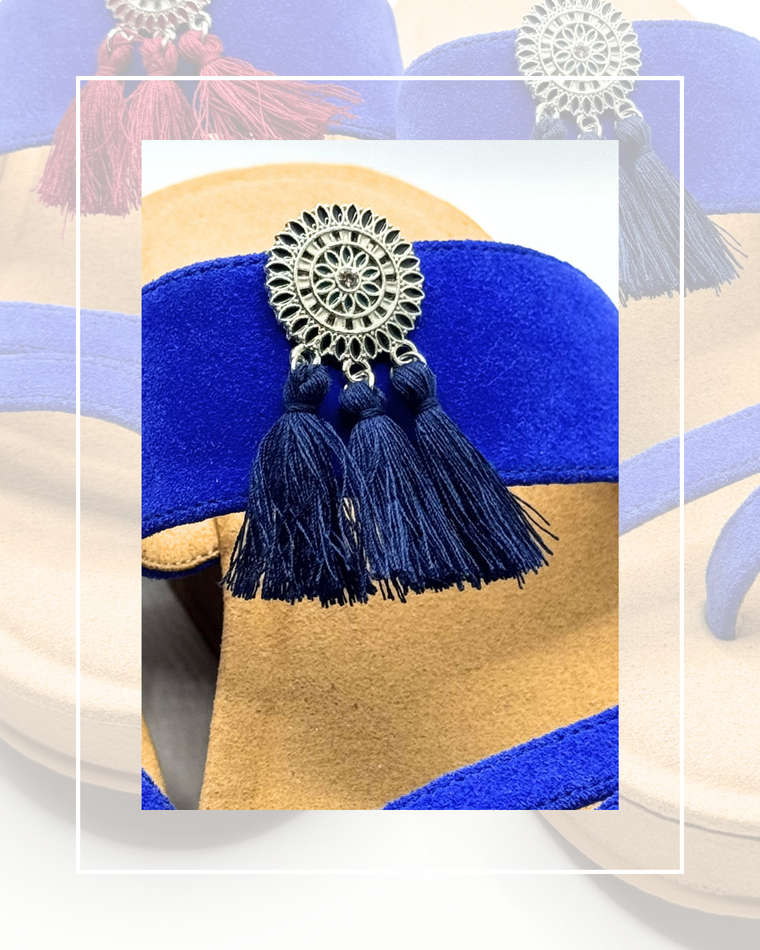 Clip On Boho Style Coins with 3 Fringe Tassels 6 Colours
