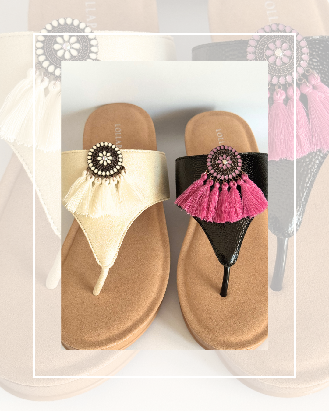 Clip On Boho Style Coins with 6 Fringe Tassels 8 Colours