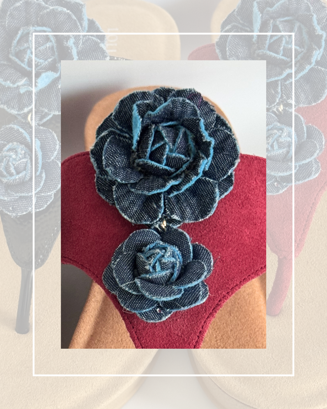 Clip On Denim Look Flowers 2 Shades