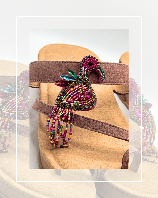 Clip On Beaded Fancy Flamingoes