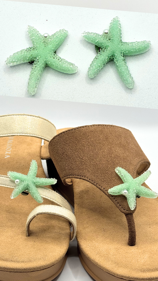 Clip On Acrylic Starfish Light Green