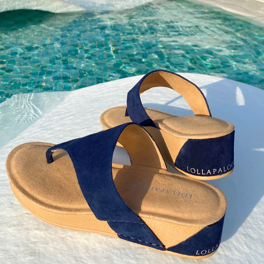 Navy Wedges at Pool