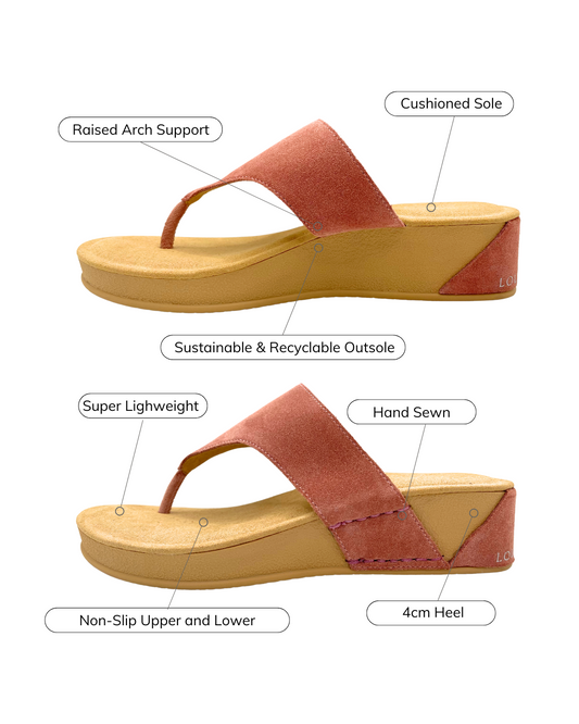 Aruba Thong Wedge Rose Suede