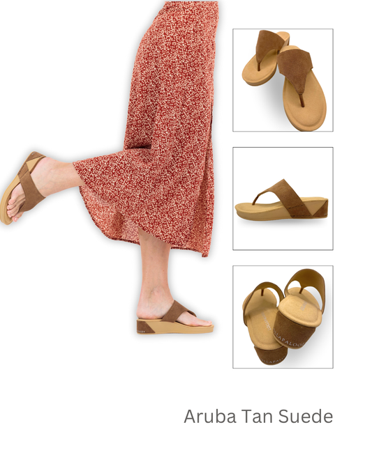 Aruba Thong Wedge Tan Suede